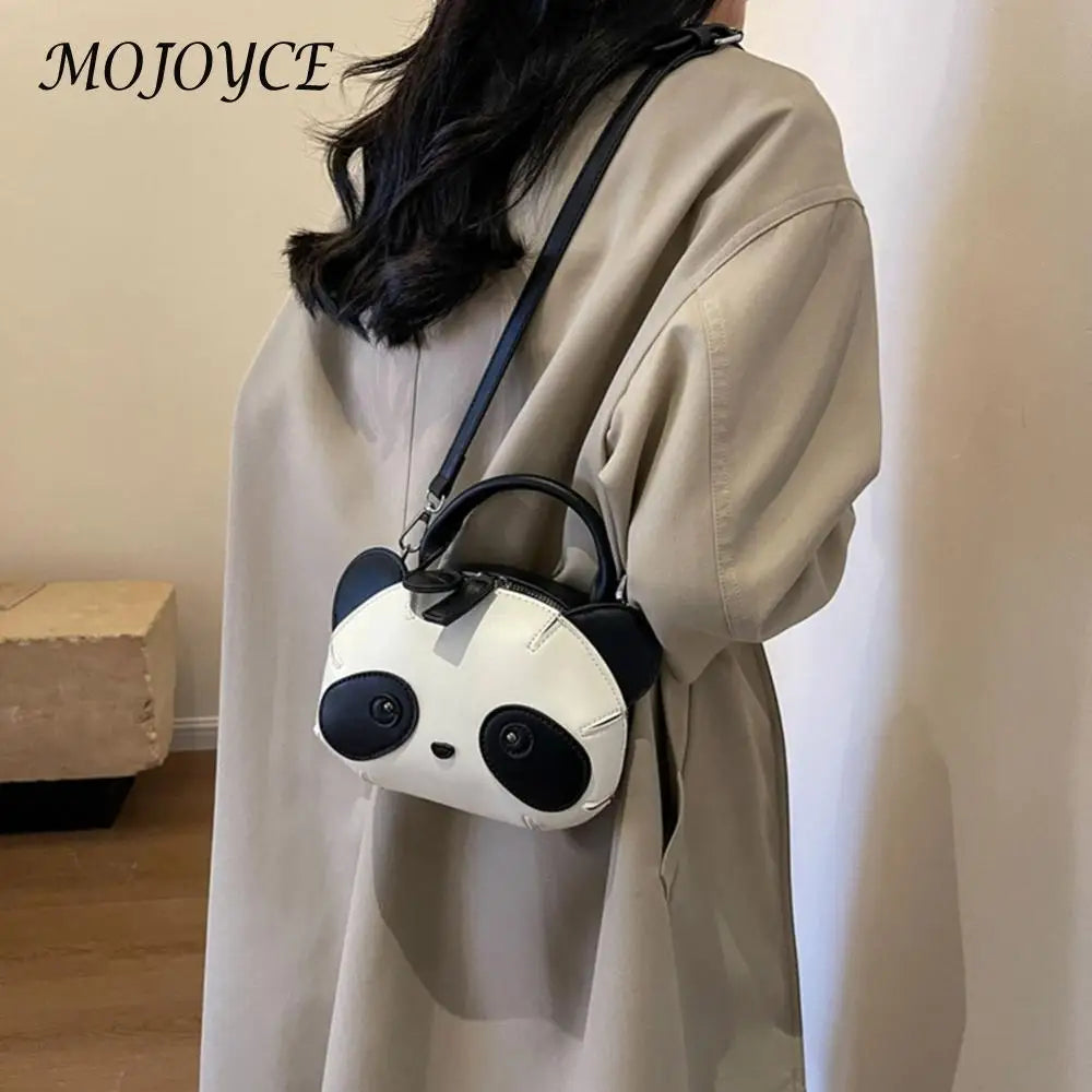 Panda Shape Crossbody Purse Cute Shoulder Bag for Women PU Leather Adjustable Strap Handbag Satchel Purse for Travel Shopping
