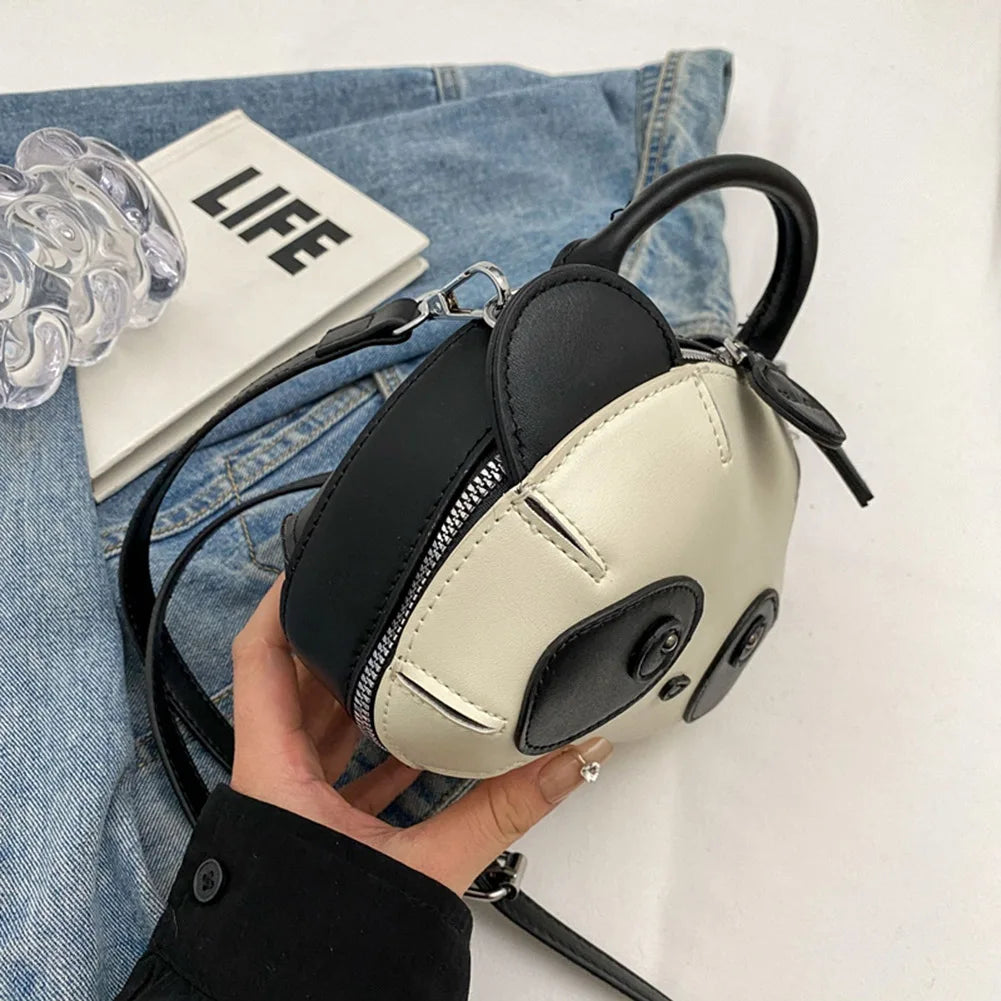 Panda Shape Crossbody Purse Cute Shoulder Bag for Women PU Leather Adjustable Strap Handbag Satchel Purse for Travel Shopping
