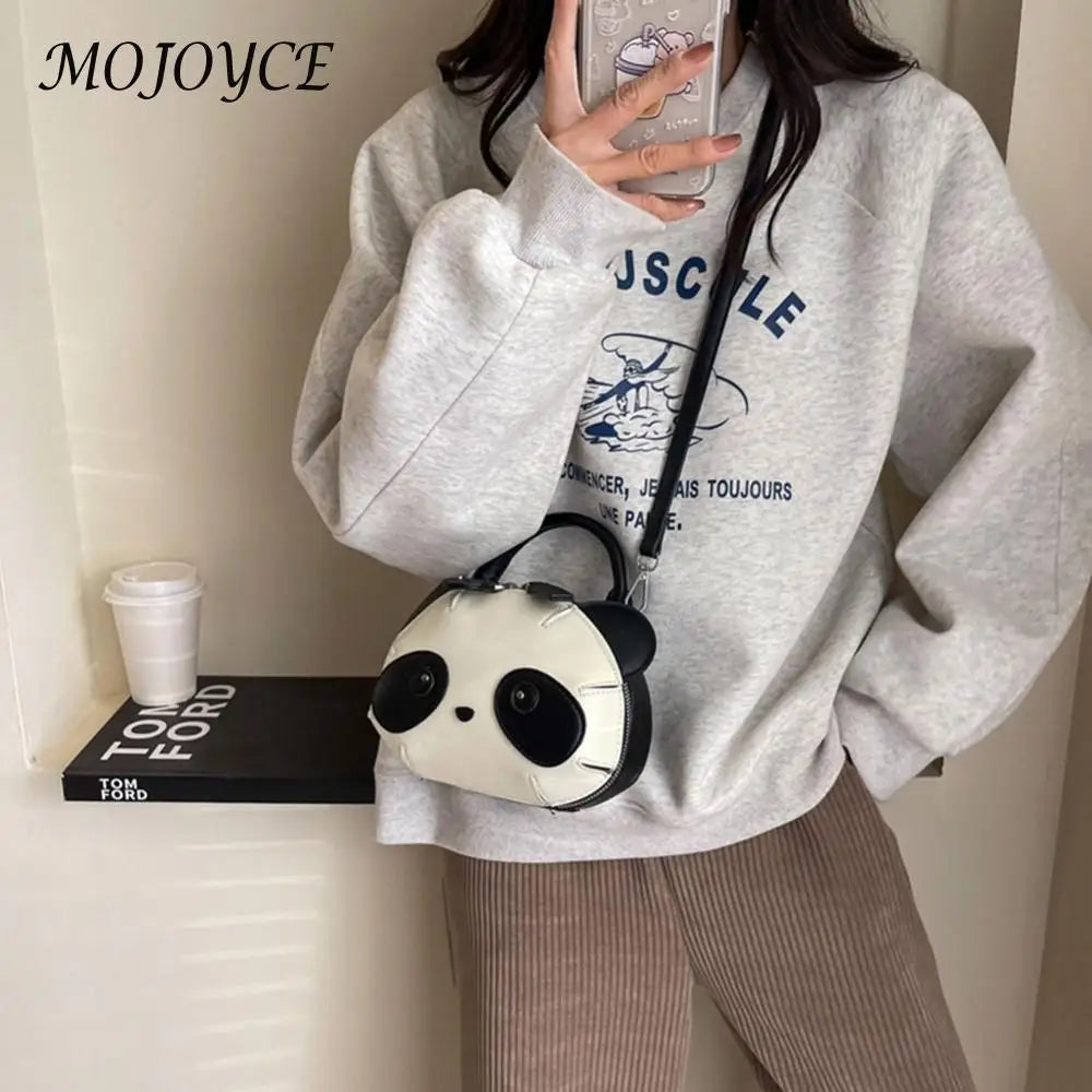 Panda Shape Crossbody Purse Cute Shoulder Bag for Women PU Leather Adjustable Strap Handbag Satchel Purse for Travel Shopping