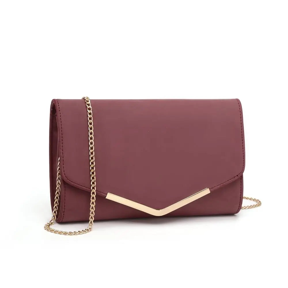 Miss Lulu WOMEN'S Envelope Clutch Evening bag with Chain Elegant handbag for wedding Party and Prom Bridal bag Festive