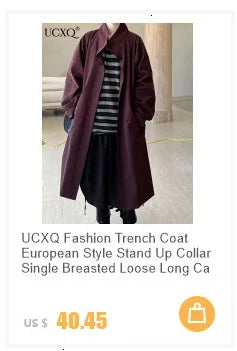 UCXQ New Fashion Tide Tassels Burrs Patchwork Contrast Color V-neck Tweed All-match Jacket Autumn 2025 Casual Loose Women's Coat