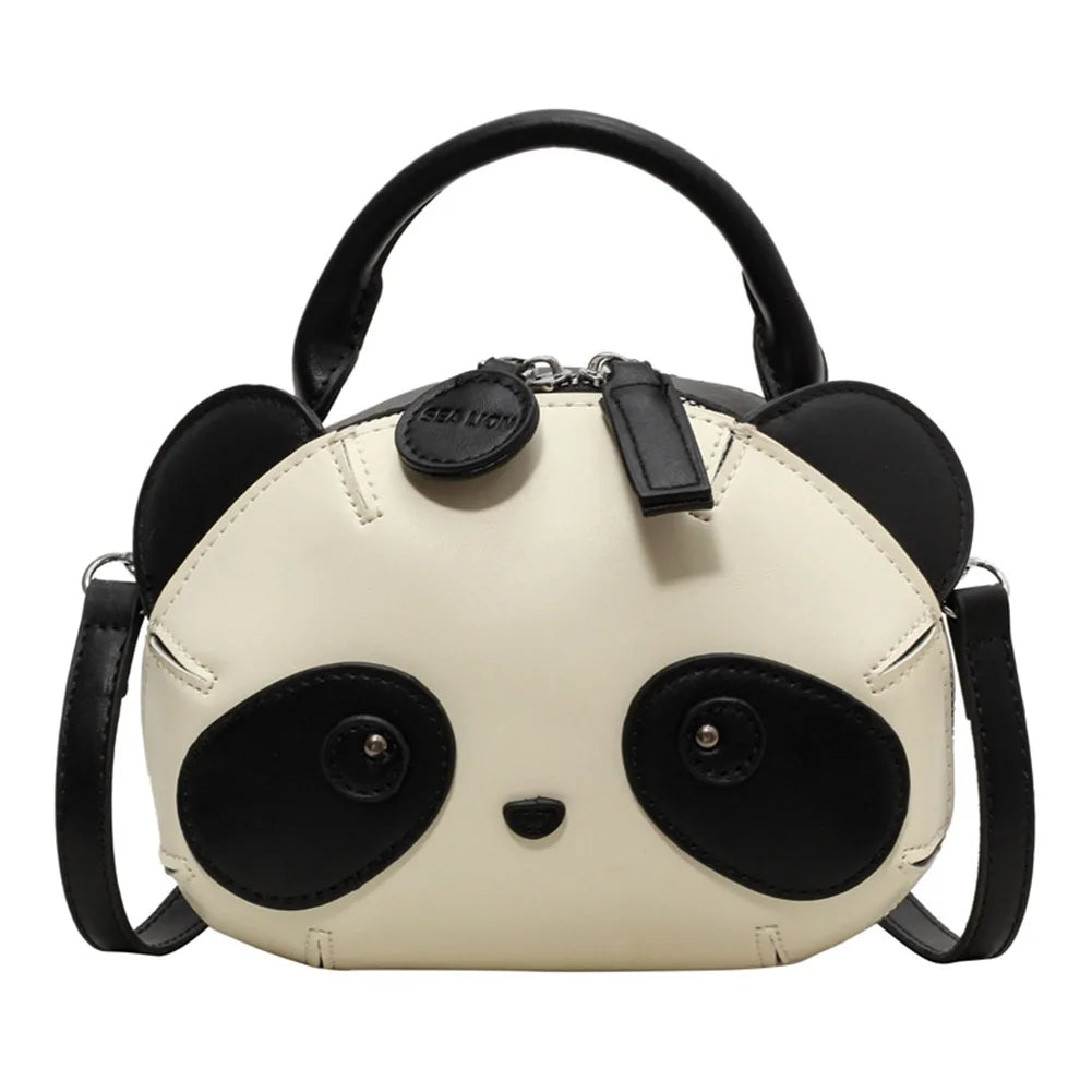 Panda Shape Crossbody Purse Cute Shoulder Bag for Women PU Leather Adjustable Strap Handbag Satchel Purse for Travel Shopping