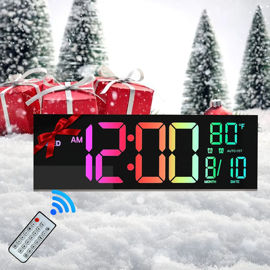 16.2 Inch Modern Large Multifunctional Digital Wall Clock with Remote Control and Large LED for Gym Clock, Living Room, Bedroom